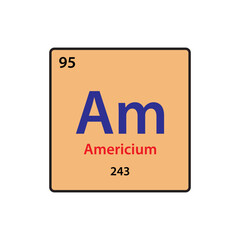 Americium table periodic element icon vector logo design template