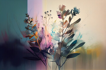 Colorful Pastel Abstract Wildflowers - AI Generative