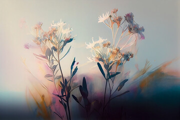 Colorful Pastel Abstract Wildflowers - AI Generative