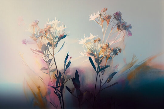 Colorful Pastel Abstract Wildflowers - AI Generative