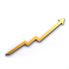 Graph Arrow of Improvement icon golden color. 3D Render Illustration