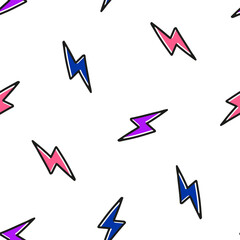 Seamless pattern with colorful lightning bolt