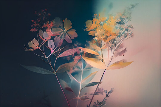 Colorful Pastel Abstract Wildflowers - AI Generative