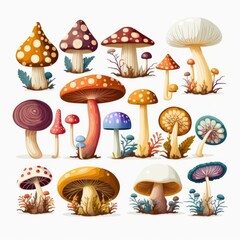 magic mushroom, psychedelic, isolate white background, GENERATIVE AI
