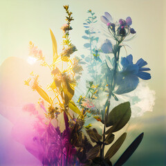 Colorful Pastel Abstract Wildflowers - AI Generative