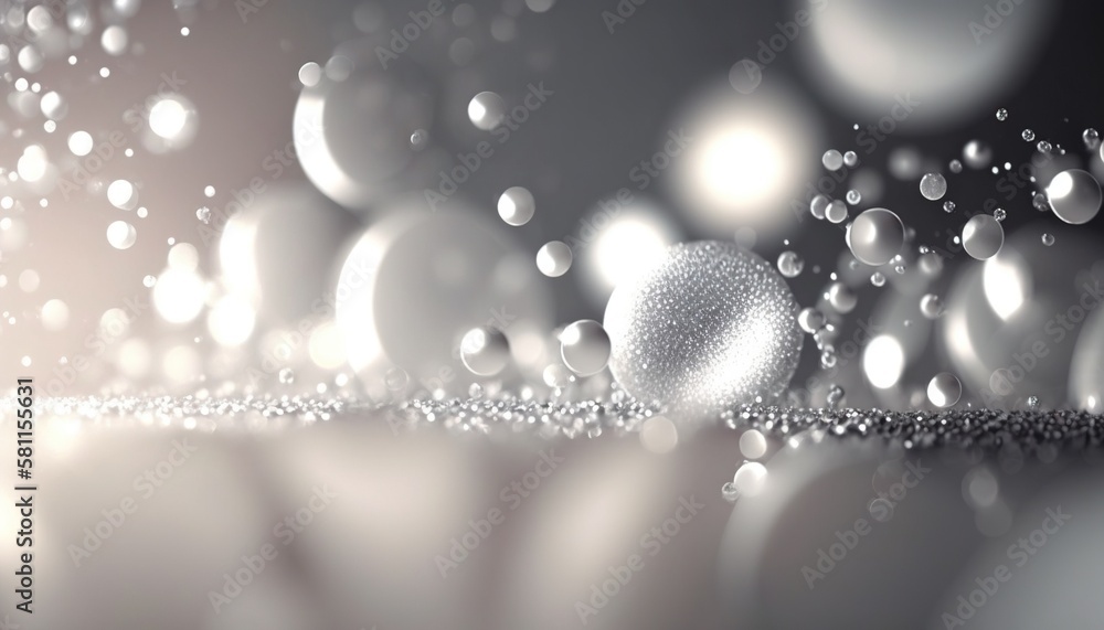 Poster a close up of bubbles on a black and white background with a blurry effect to the bottom of the imag
