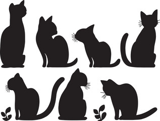 Set vector silhouettes of the cats..