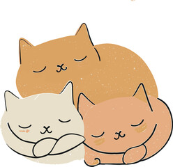 Family of sleeping cats. Vector image..