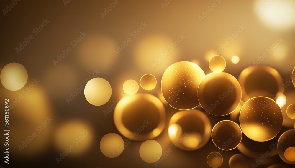 Poster a bunch of shiny balls on a dark background with a blurry light in the middle of the image and a blu