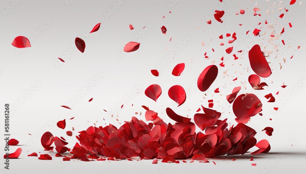 Aufkleber a bunch of red petals falling off of a white background with a white background and a white backgrou