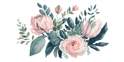 Fototapeten Vector Watercolor Blooms: A Dreamy and Romantic Collection for Your Designs © valenia