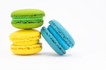 colorful macaroons isolated on white background