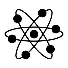 Atom icon. Molecule or atom symbol. Vector illustration isolated on white background.