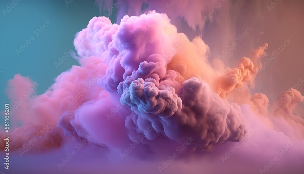 Aufkleber a colorful cloud of smoke floating in the air with a blue sky in the background of the image and a b