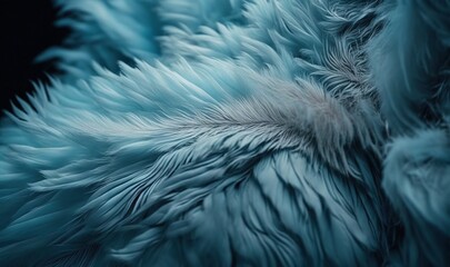  a close up of a blue bird's feathers with a black background and a white spot in the center of the feathers is a black background.  generative ai