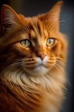 Chat roux tigr&eacute;, mignon sur fond noir, portrait d'animal domestique, ia g&eacute;n&eacute;rative 1