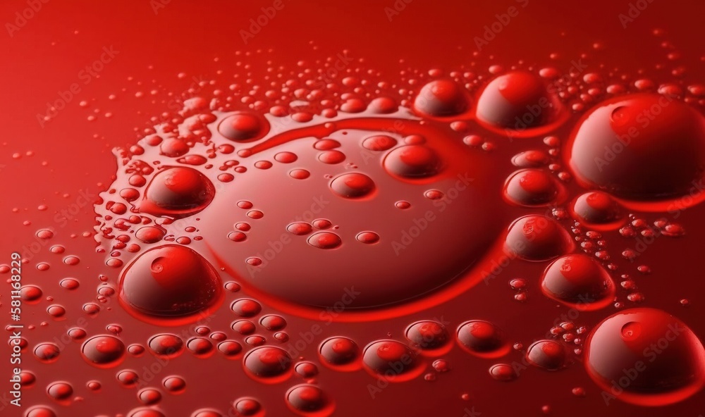 Aufkleber a close up of a red liquid with many drops of water on the bottom of the image and the bottom of the