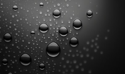  water droplets on a black surface with a black background with a white border and a black background with a white border and a black background with a.  generative ai