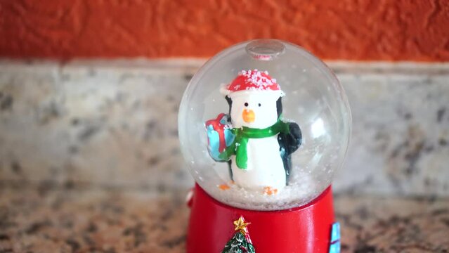 Closeup of glass Christmas snowball