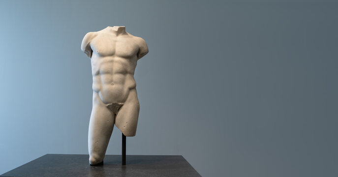 Marble torso at Louvre museum in Abu Dhabi. Editorial taken 3 January 2023