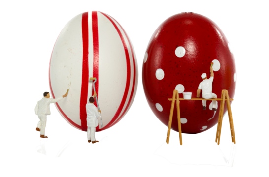 man painting easter eggs