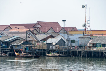 Fototapeta na wymiar Ko Panyi, Houses on stilts in the sea in thailand