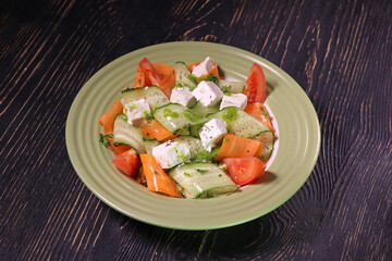 Salad with feta cheese and vegetables
