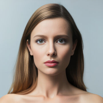 Portrait of a young woman. Natural makeup face close up. Generative AI