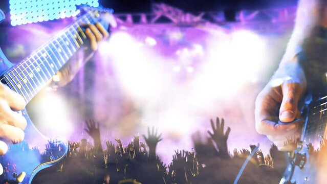 Actuaci&oacute;n musical en el escenario. Espect&aacute;culo recreativo y musical. M&uacute;sica en directo y concierto. Guitarrista y bater&iacute;a. Entretenimiento nocturno y eventos festivos.