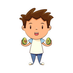 Child holding avocado