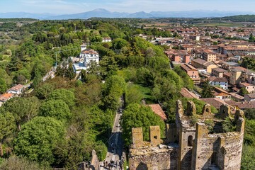 Castello Scaligero of Valleggio sul Mincio offers a scenic view from the top, Veneto, Italy