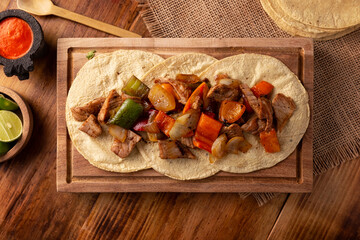 Alambre de Res. Very popular recipe in Mexico, similar to fajitas, the main ingredients are pieces...