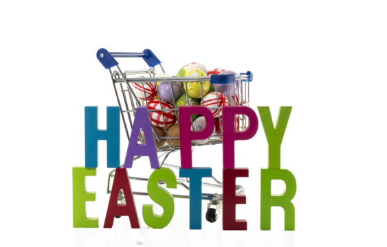 shopping cart with easter eggs png file
