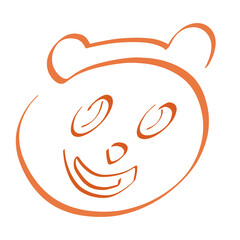 cookies or round toy in the shape of the head of a cheerful bear, brown outline on a white background