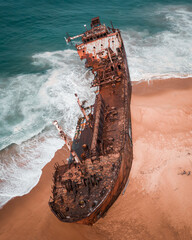 ship wreck of the Tamaya 1 at the coast of Liberia, Africa