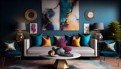 living room interior design, generative ai