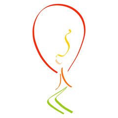 girl jumping rope, as if flying in a balloon, abstract colorful sketch