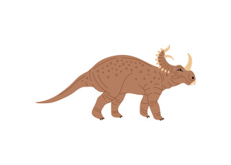 Stegosaurus prehistoric dinosaur with horn, funny cartoon character. Vector herbivorous dino predator animal, brontosaurus reptile
