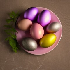 Obraz na płótnie Canvas Colored Easter Eggs with generative ai