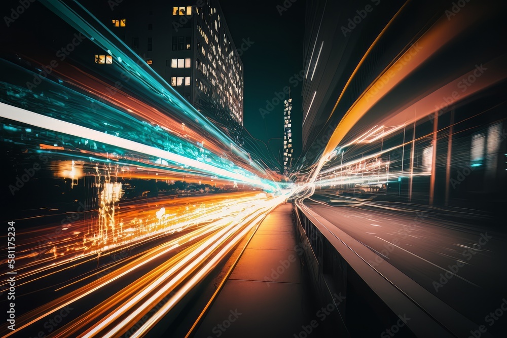 Poster Abstract long exposure dynamic speed light trails in an urban environment. Generative ai