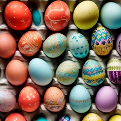 Fototapeta na wymiar Colored Easter Eggs with generative ai