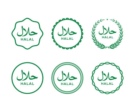 Halal food certified icon. Halal food labels Icon. Halal icon vector. Halal certificate tag