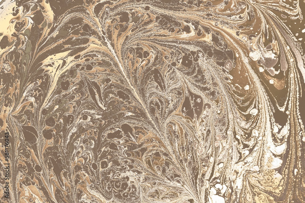 Poster ebru marble effect with floral pattern design for print