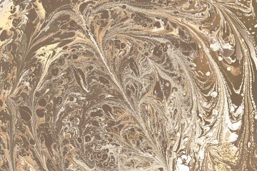 Ebru marble effect with floral pattern design for print