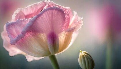 Fototapeta na wymiar a close up of a pink flower with a blurry background. generative ai