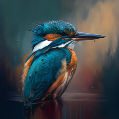 King Fisher at Forest. Generative AI