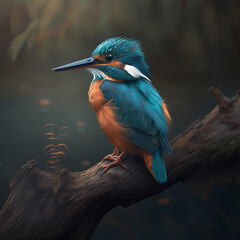 King Fisher at Forest. Generative AI