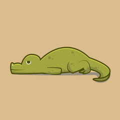 kawaii little green dino Art and Illustration