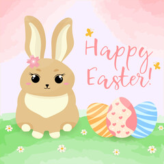 Easter rabbit, easter Bunny. Vector illustration.