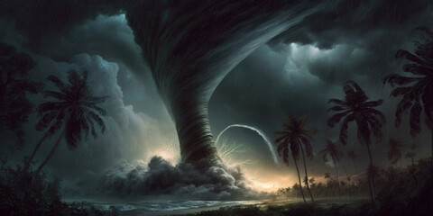 A tropical storm, tornado or hurricane. Generative ai